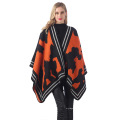 2020 New Style Damen Dicker Übergroßer Warmer Schal für Frauen passt 4 Jahreszeiten Mode Acryl Kontrastierende Druckmuster Ponchos